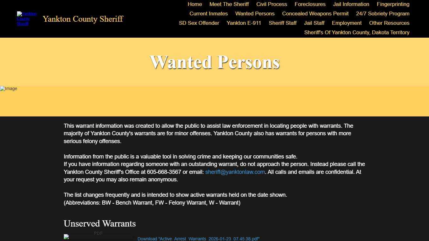 Yankton County Sheriff, Yankton, SD